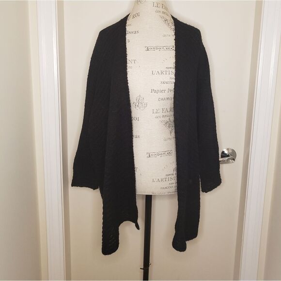 Dreamers black knit cozy cardigan sweater - Picture 1 of 8
